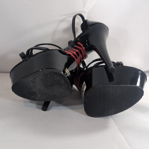 2 Pair Pleaser Heels 6 Delight 662 Corset Black Patent Mary Jane Dance Pole 6" - Picture 9 of 16